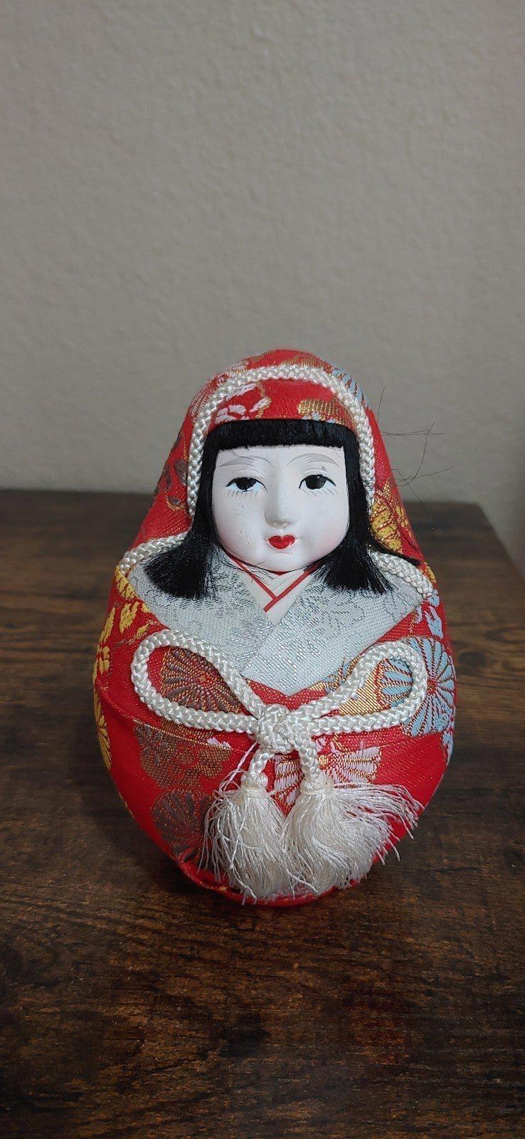 1980's Vintage Japanese Traditional Hime Daruma Doll