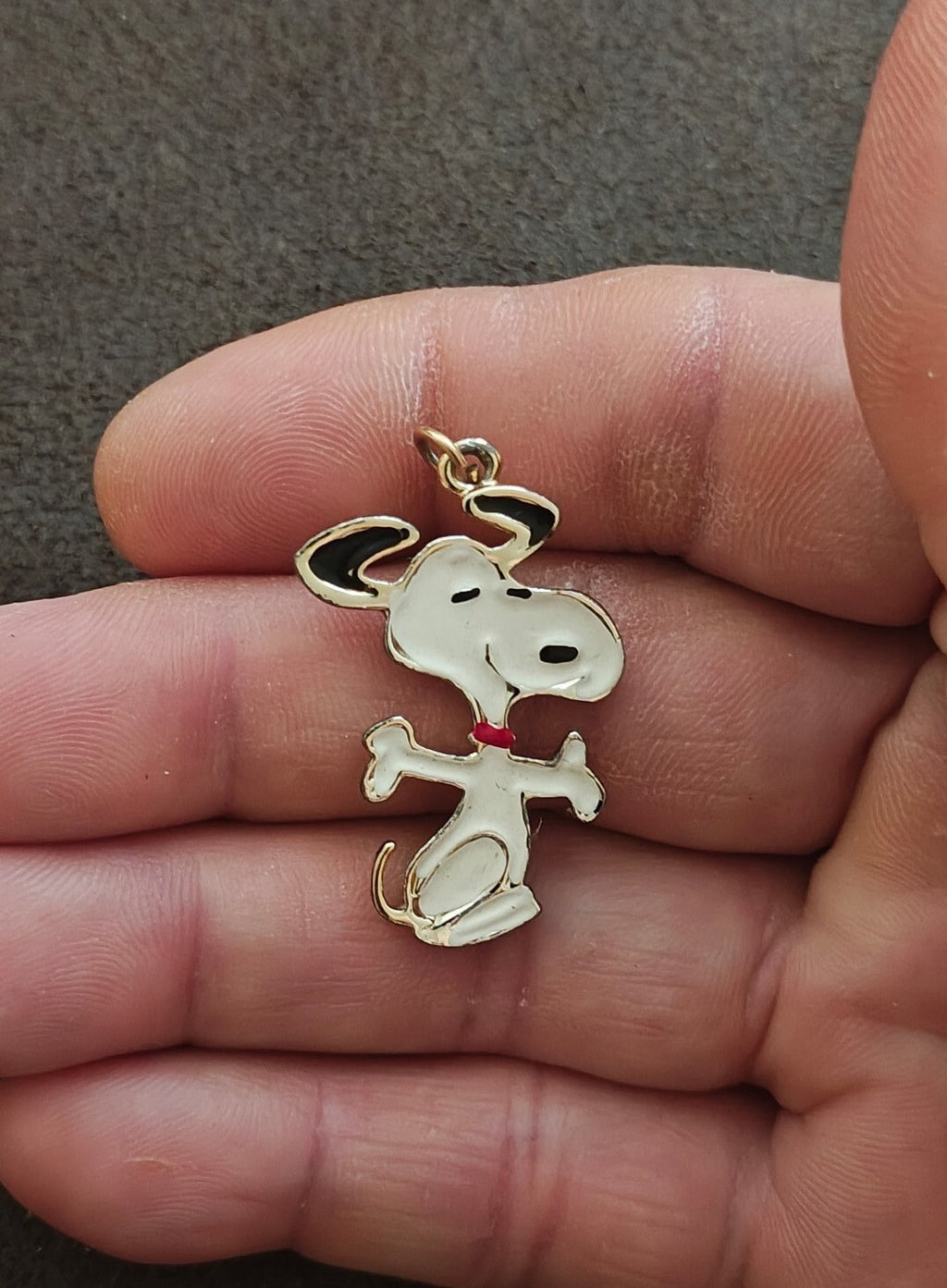 1970s Snoopy Gold Tone Enamel Charm Pendant