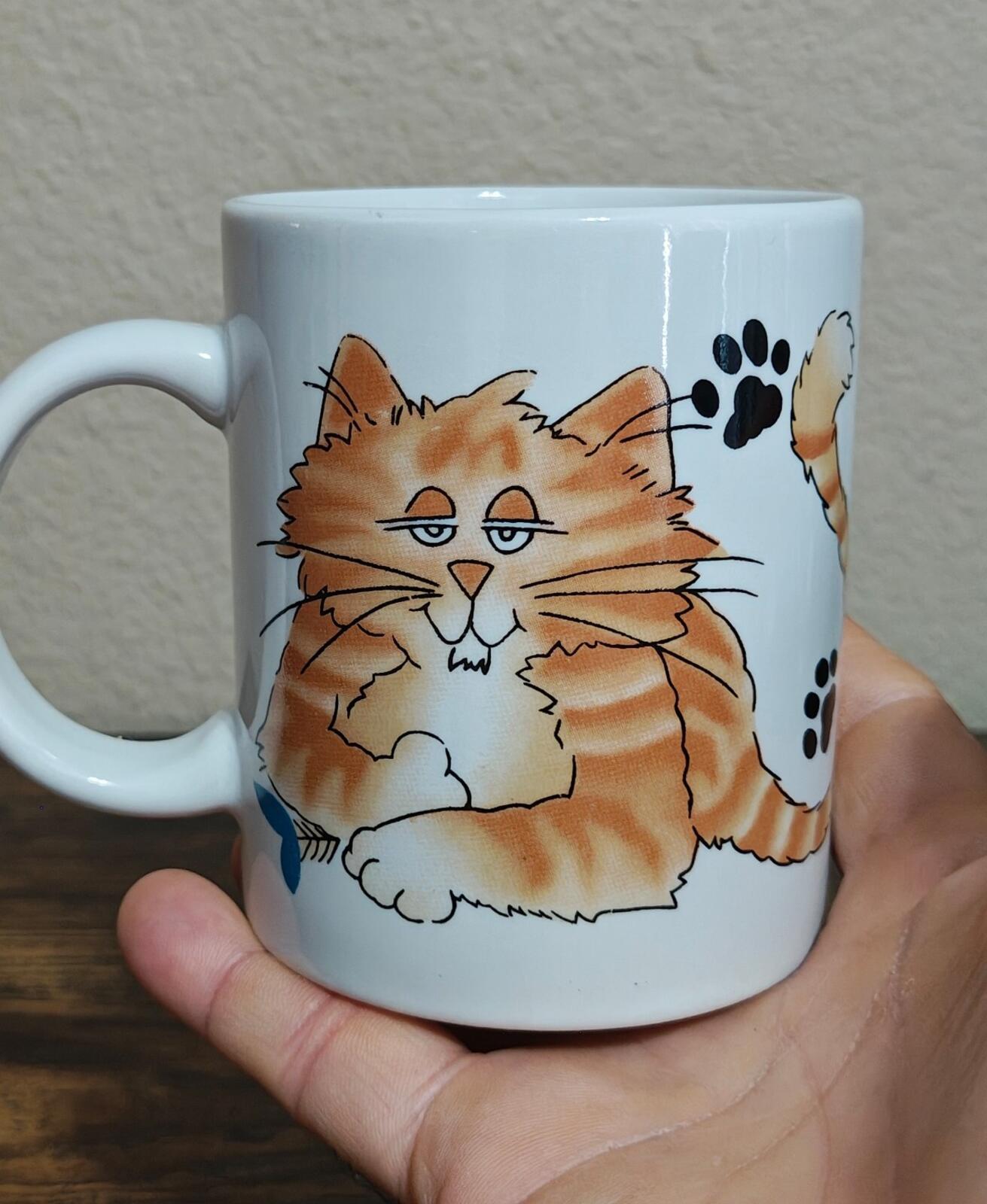1980s Calico Cat White Mug