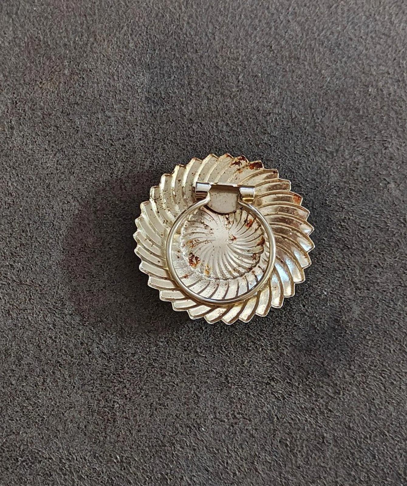 1980's Round Swirl & Black Lucite Resin Cabochon Scarf Clip