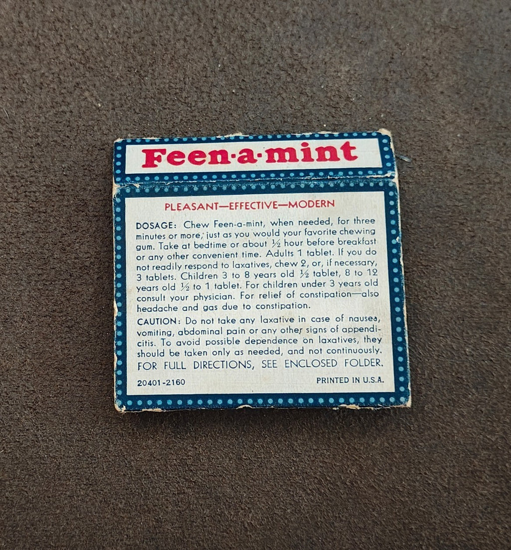 1920s/30s Rare Feen-A-Mint Laxative Chewing Gum (Box Only)