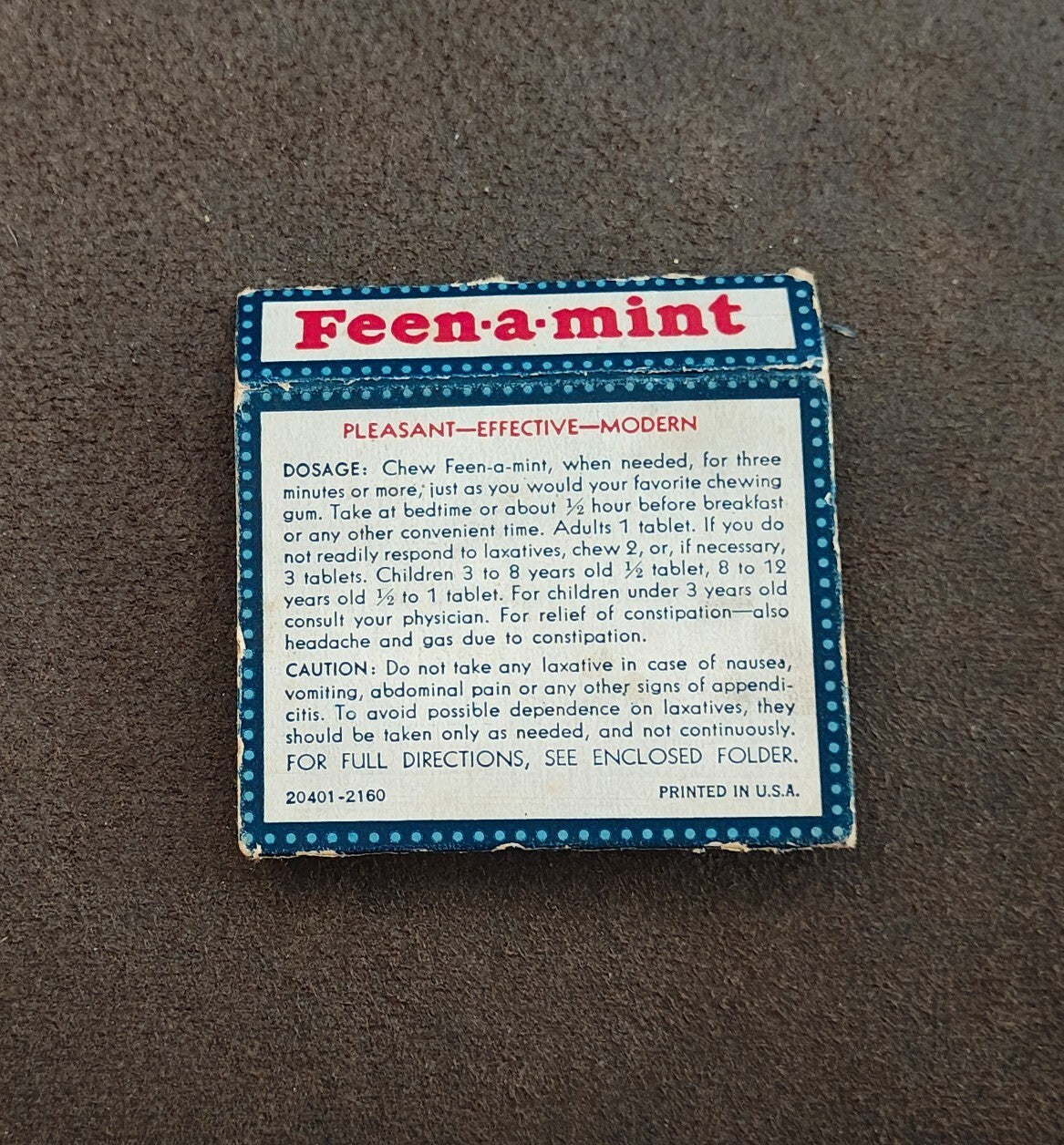 1920s/30s Rare Feen-A-Mint Laxative Chewing Gum (Box Only)