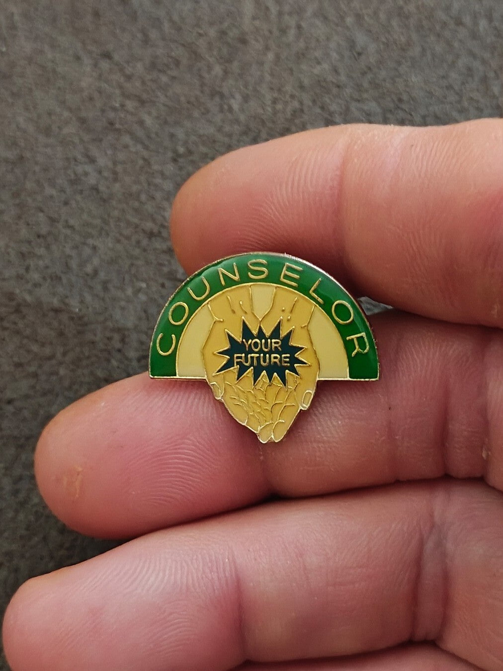 1989 Counselor Your Future Gold Tone Enamel Teacher Pin