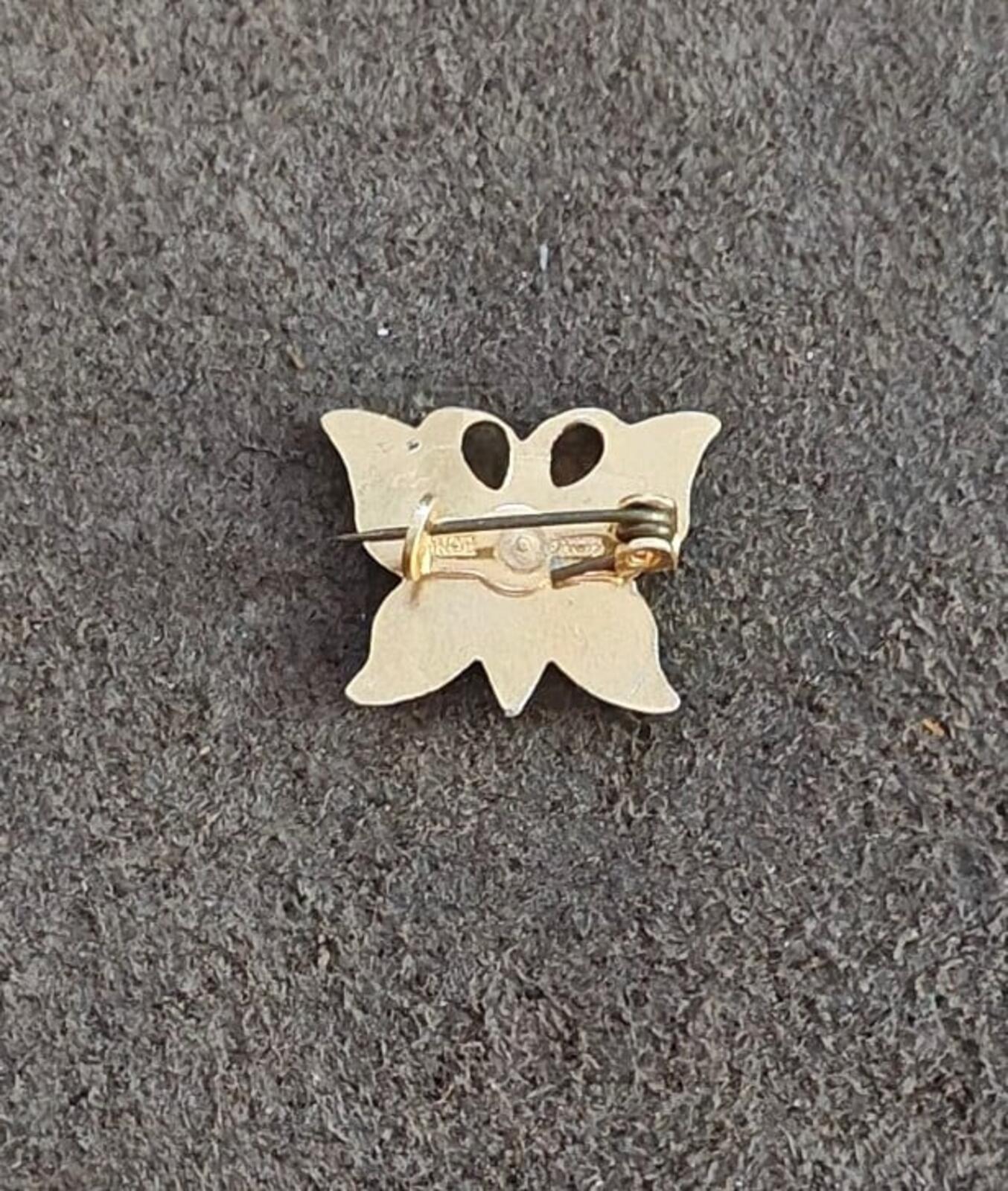 1960s/70s Gold Tone Enamel Butterfly Brooch