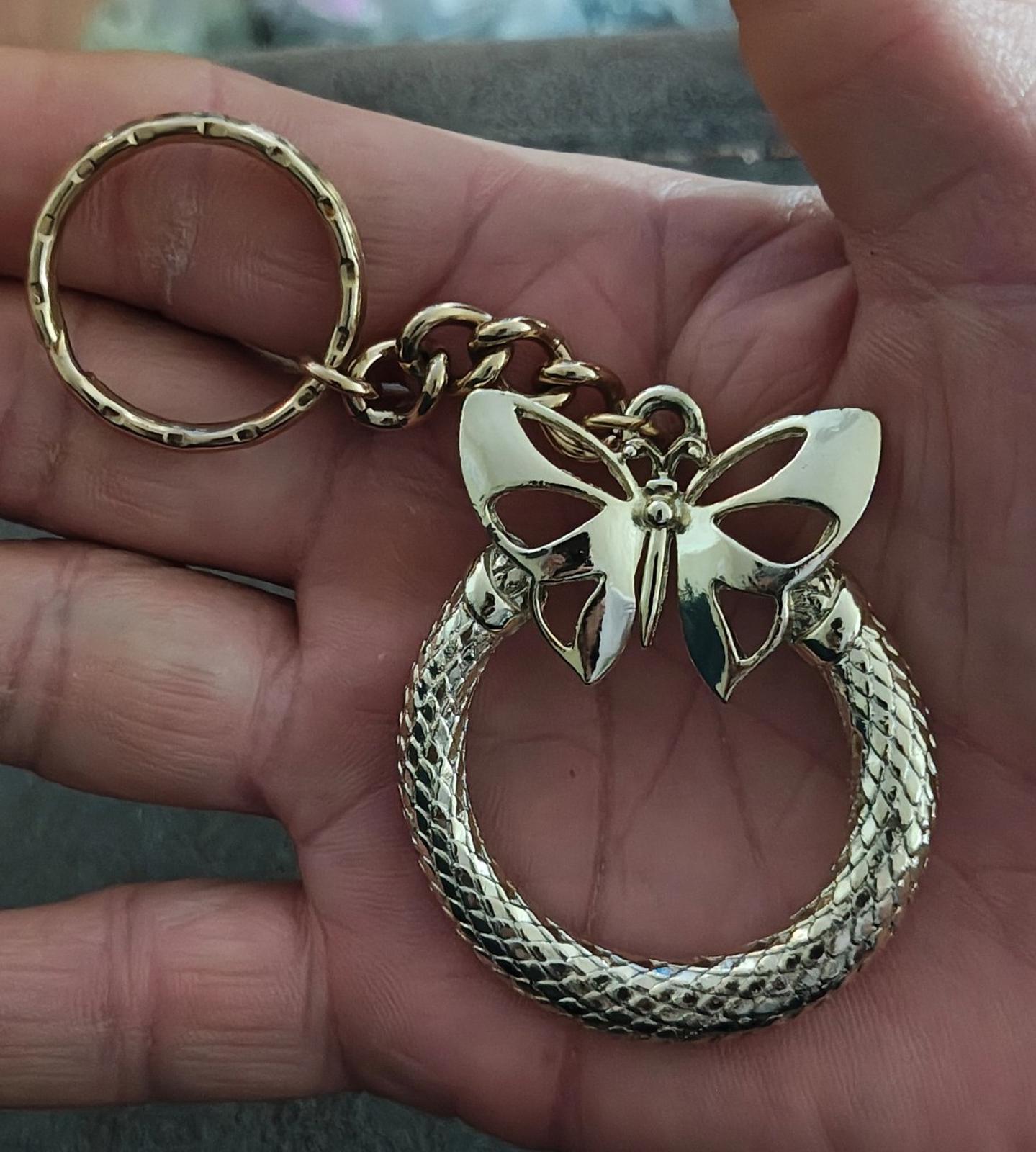 Pretty Gold Tone Butterfly Keychain