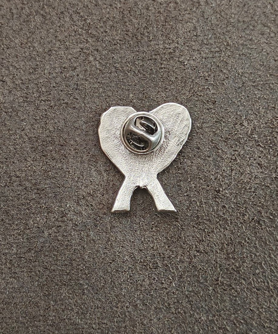 Pink Breast Cancer Awareness Ribbon Heart Silver Tone Enamel Pin