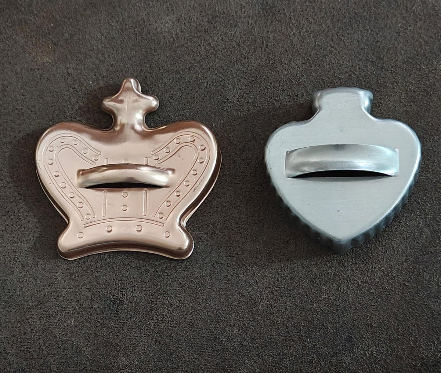 1960s Copper Tone Crown and Silver Tone Spade Cookie Cutters