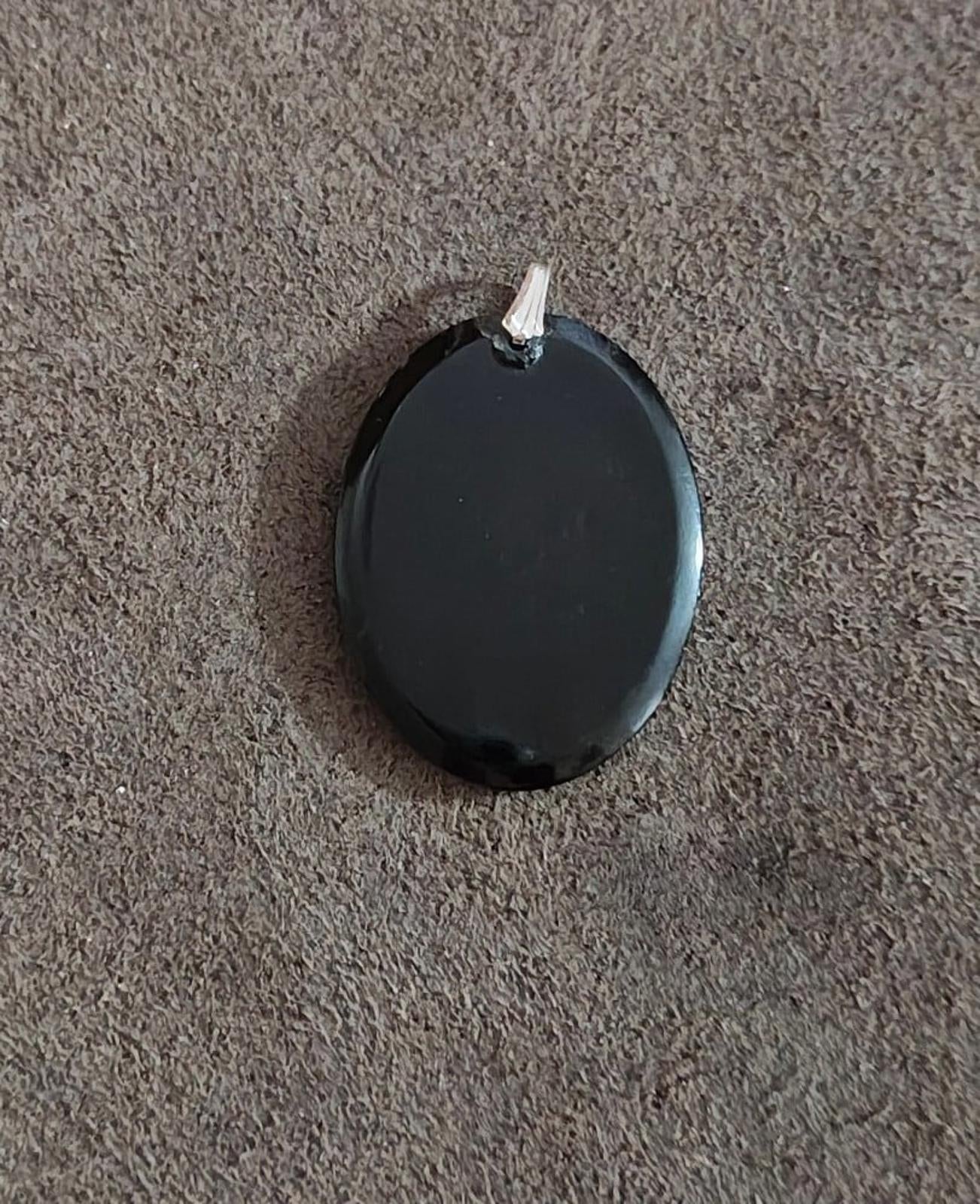 1980's Palm Trees On German Glass Intaglio Gold Tone Pendant