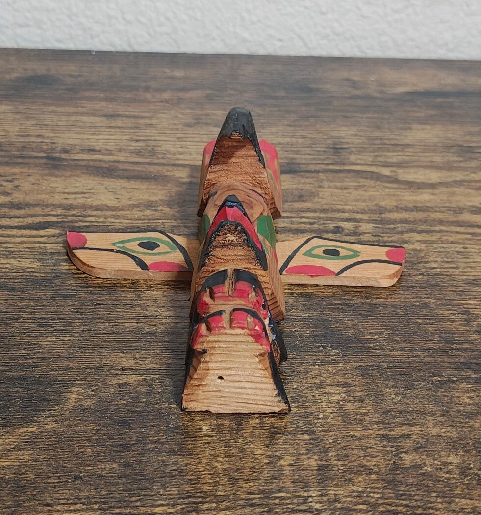 1970s Hand Carved Model Totem Pole