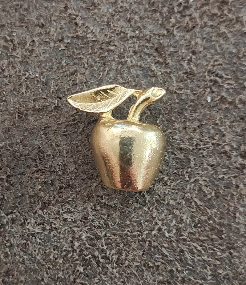 1980s Gold Tone 3D Apple Pin
