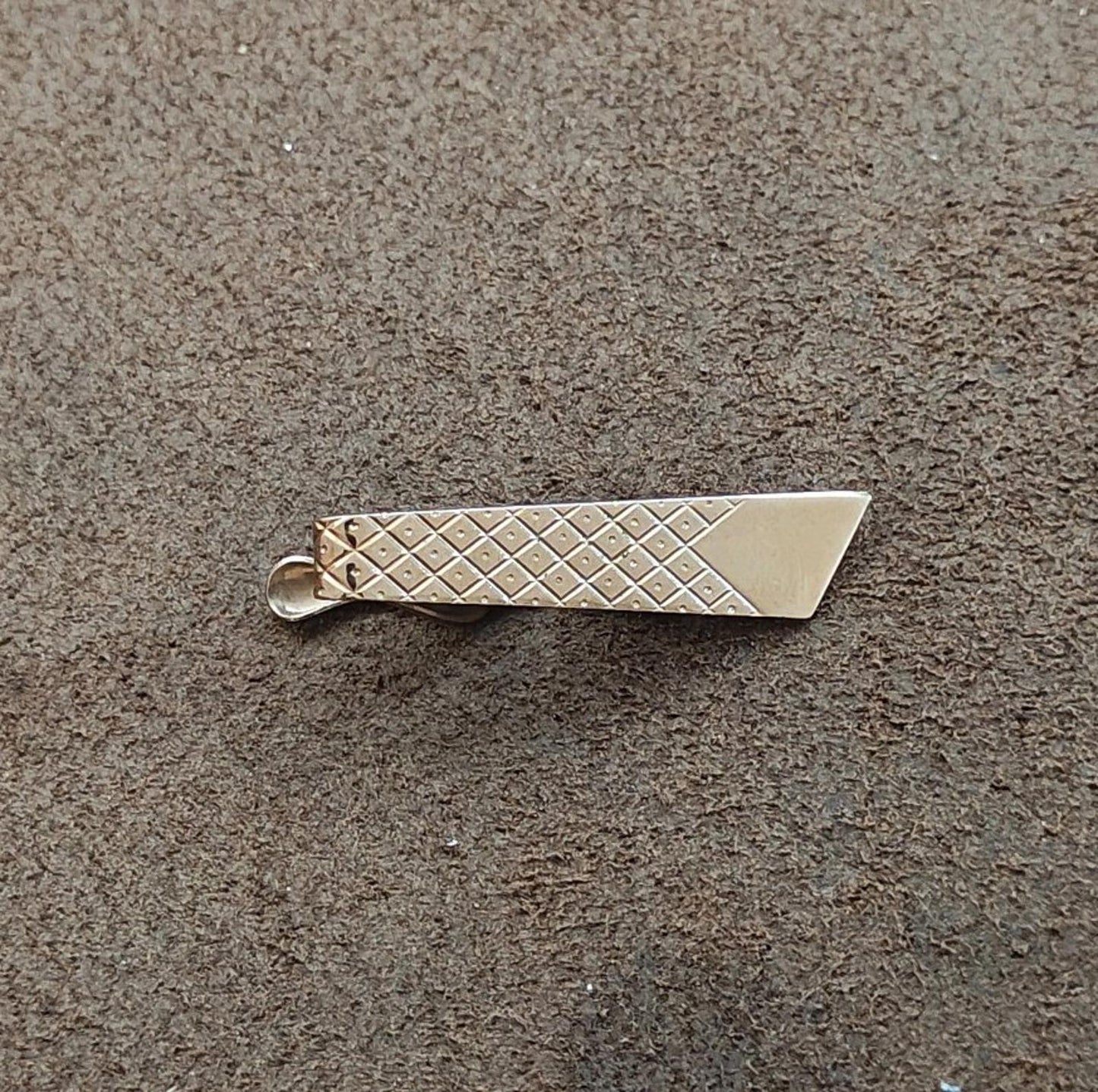 1960s Geometric/Diamante Style Silver Tone Tie Bar Clip