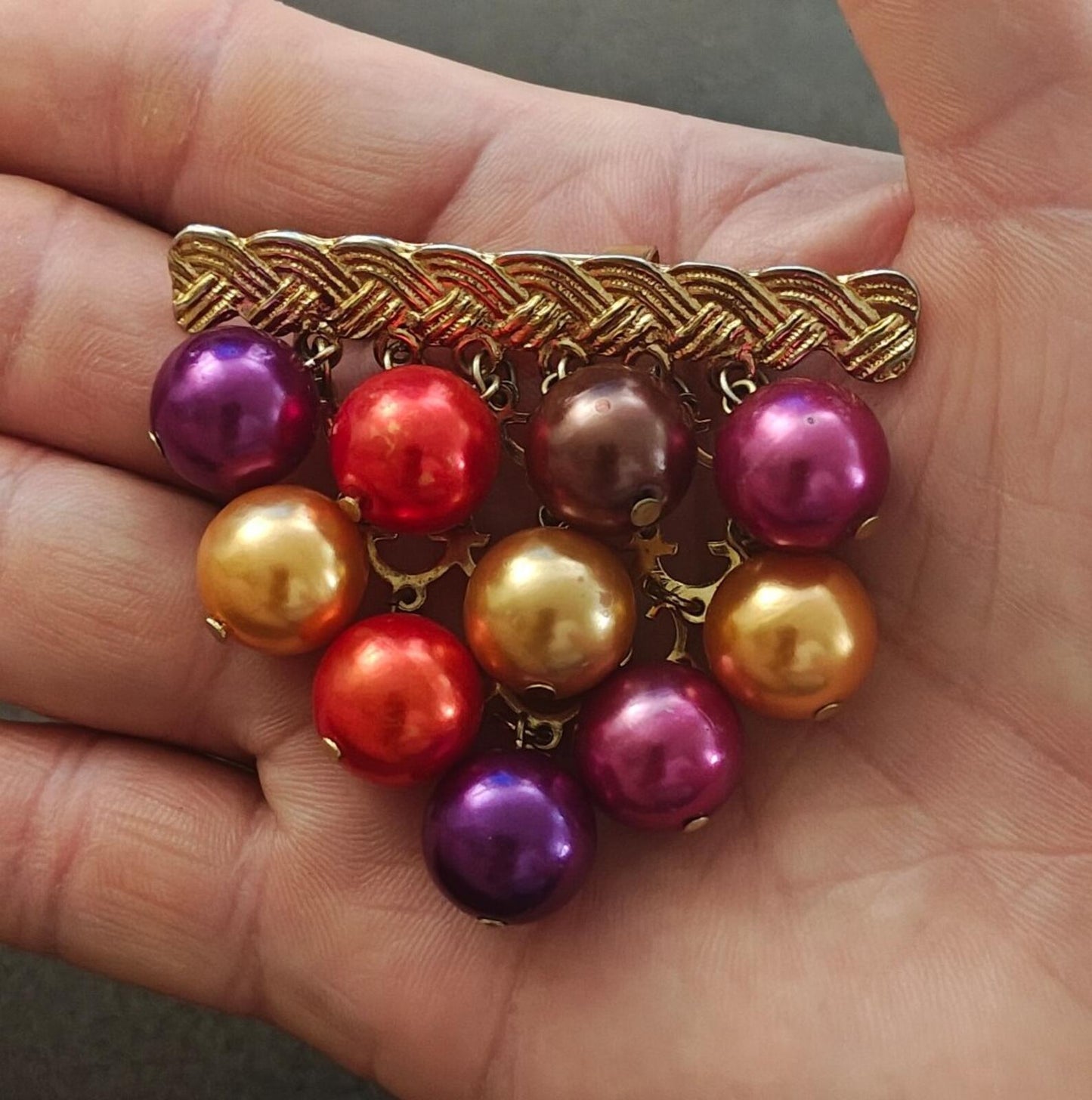 1960s Chandelier Style Gold Tone With Colorful Beads