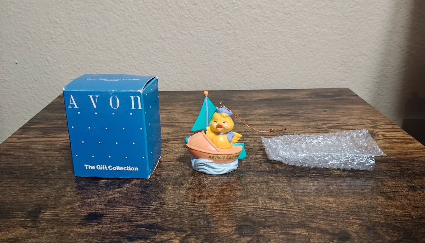 1980s Avon Gift Collection Easter  Eggspressions Sailboat Ornament
