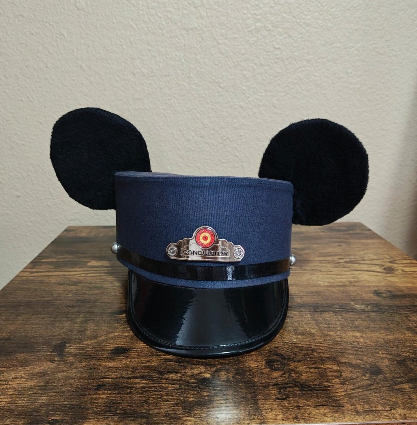 Disney Parks Blue Mickey Mouse Ears Conductor Hat Red Car Trolly
