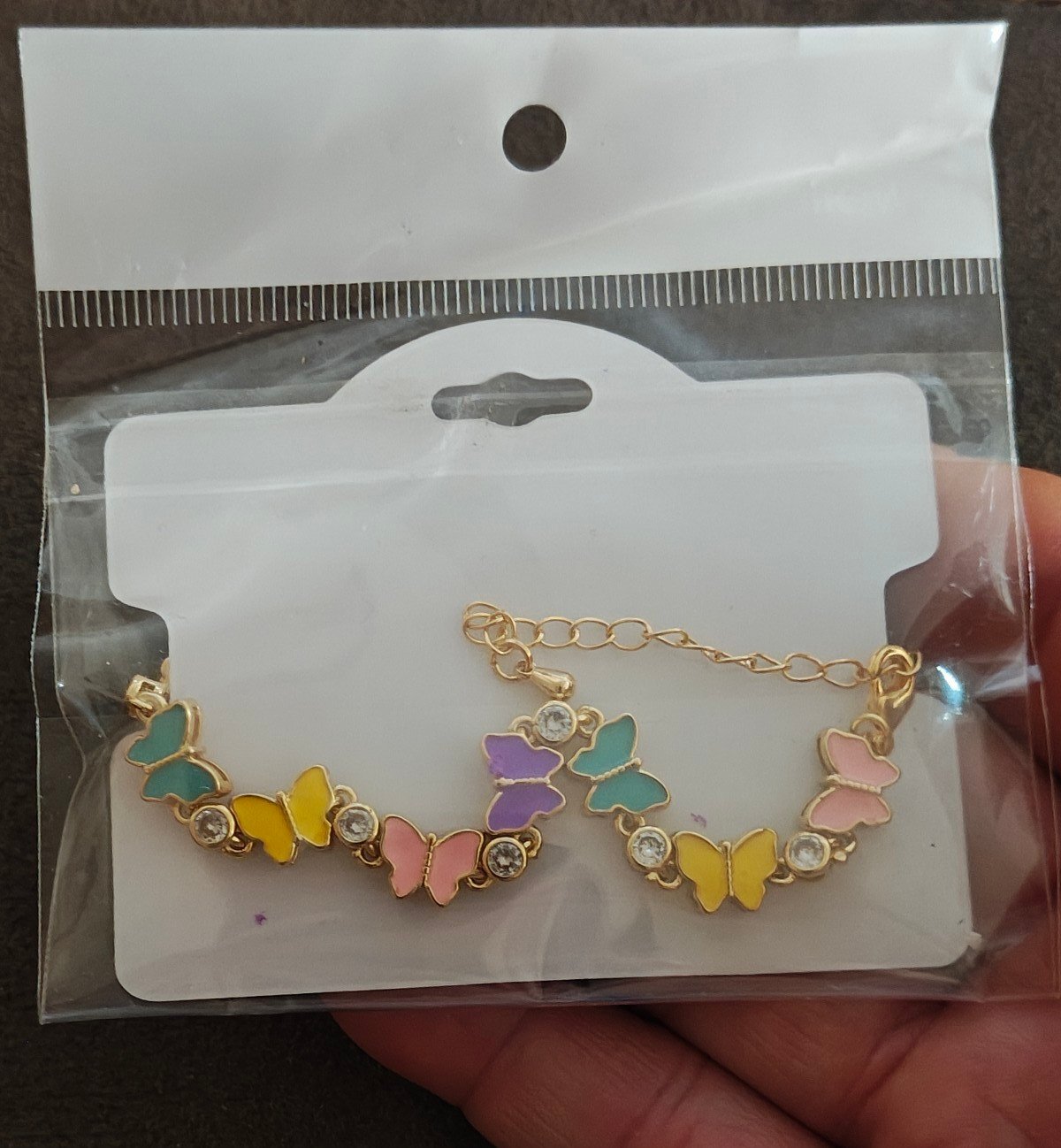 Gold Tone Enamel Butterfly Charm Bracelet New.