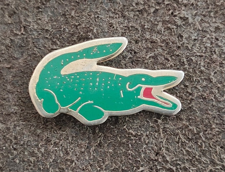 1980s Rare & Hard To Find Lacoste Gold Tone Enamel Crocodile Cloisonné Pin