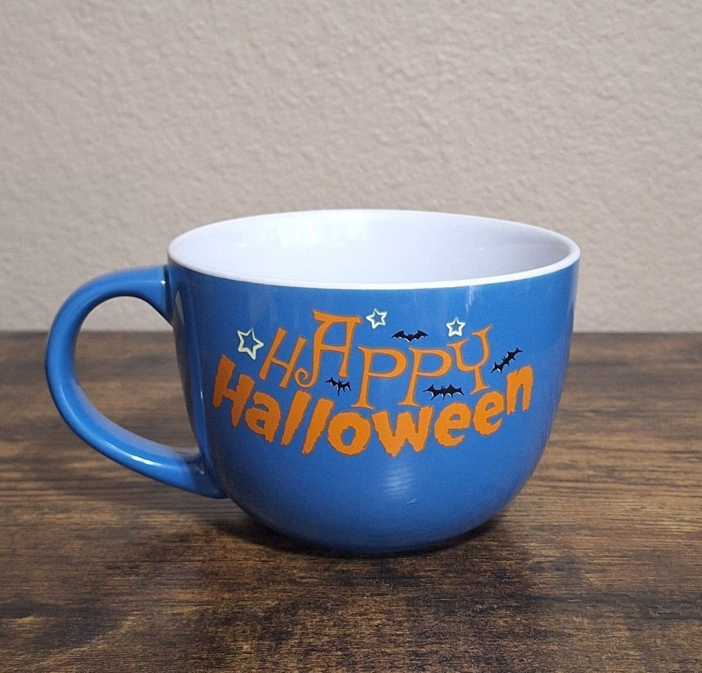 Colorful Snoopy/Peanuts Happy Halloween  Large Blue 24 oz Ceramic Soup Bowl/Mug