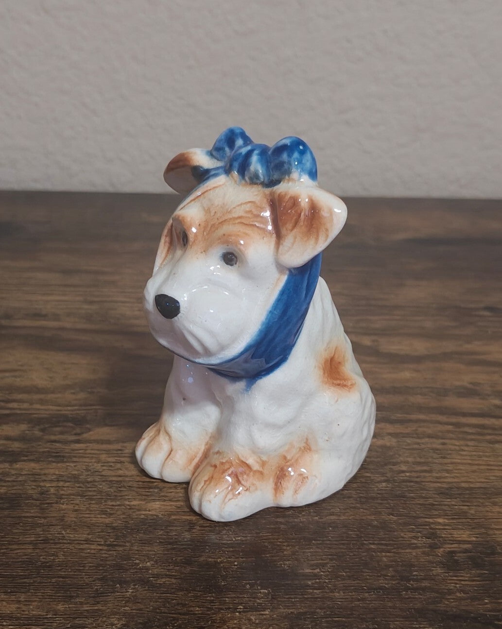 40s Made In Occupied Japan Porcelain Muggsy The Toothache Dog With Bow Figurine