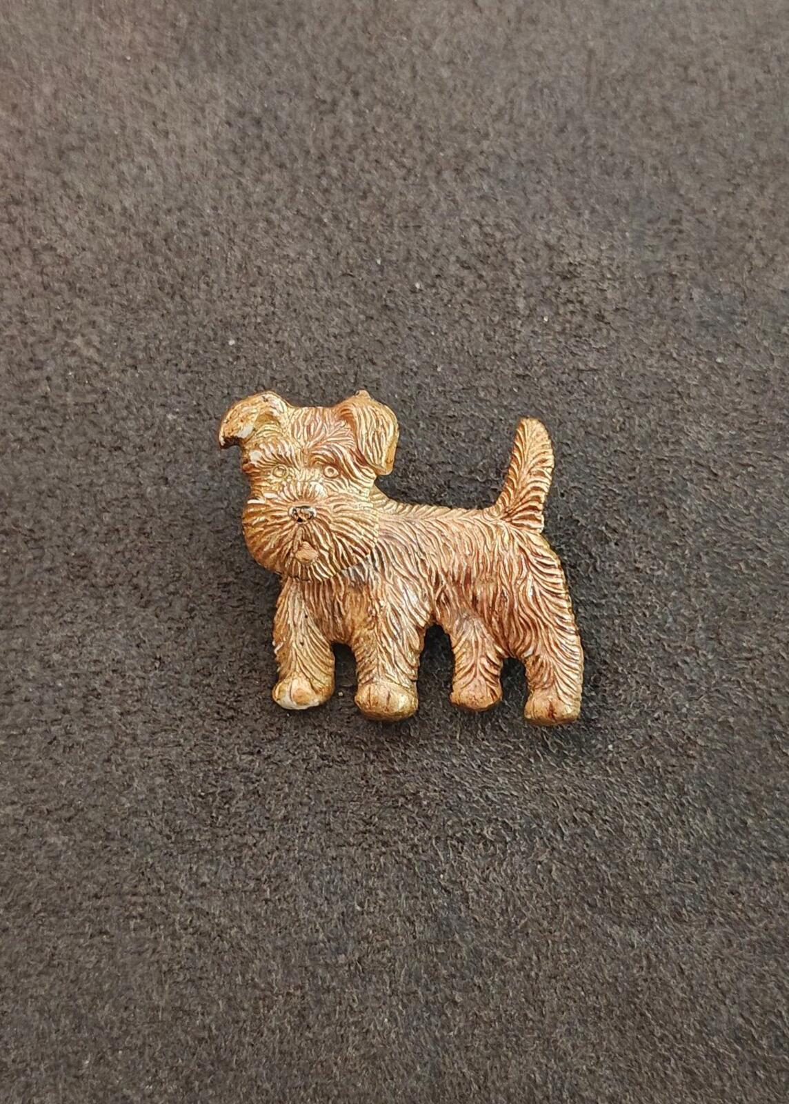 1940s/50s Articulated Head Molded Textured Terrier Brooch