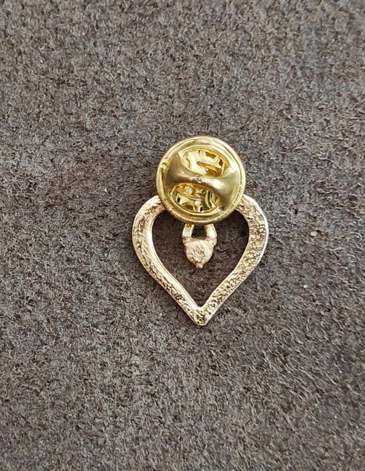 1980's Coquette Open Heart Gold Tone With Red Gem Pin