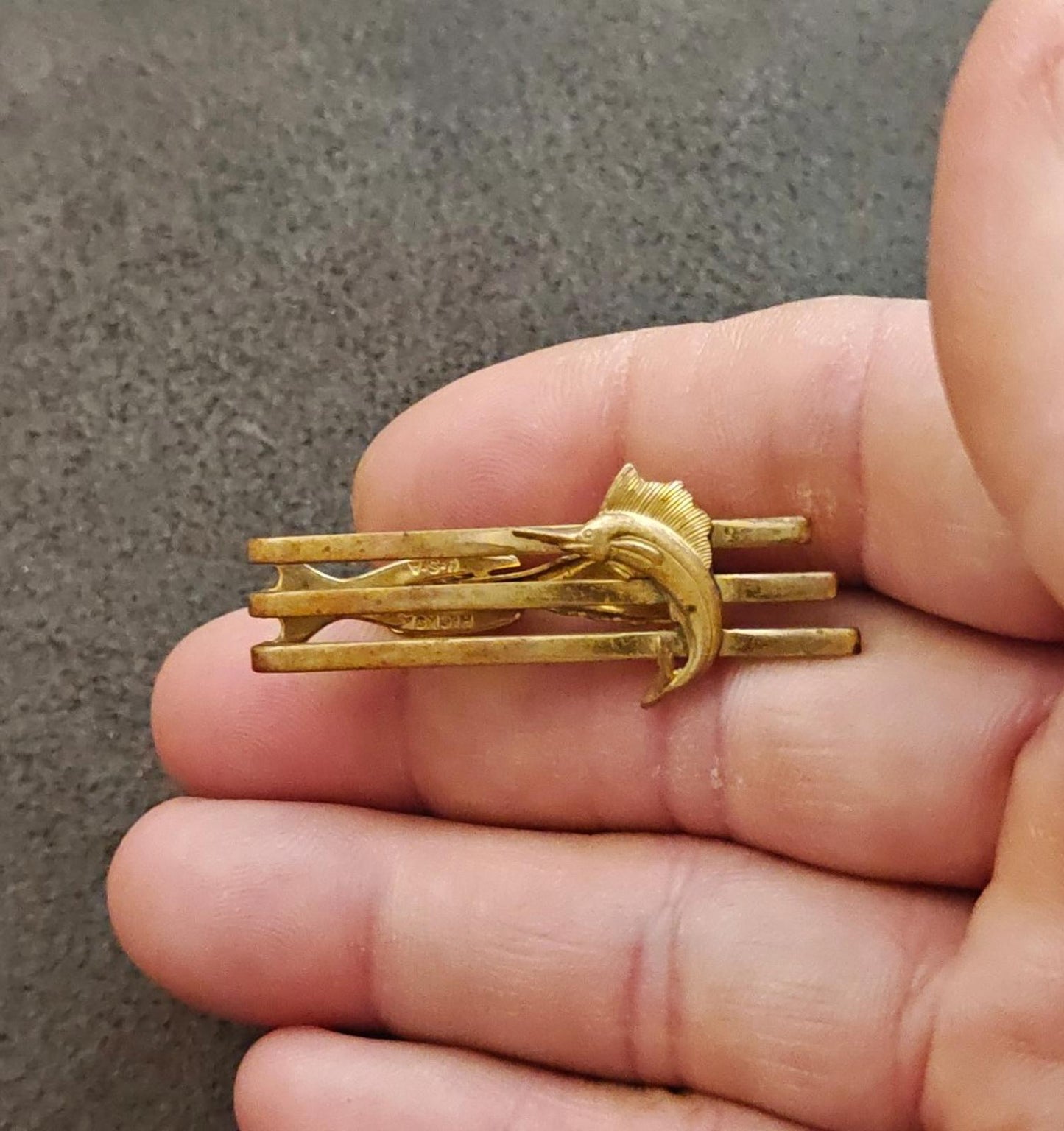 1950s Rare Hickok Brass Marlin/Sailfish Tie Clip/Tie Bar