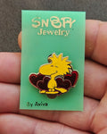 1970s/80s Aviva Peanuts Woodstock With Red Hearts Cloisonné Enamel Pin On Card