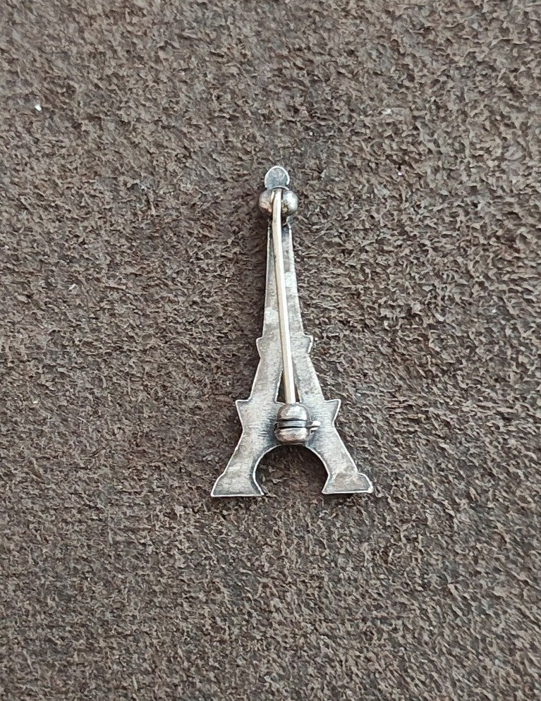 Sparkling Crystal Rhinestones Eiffel Tower Silver Tone Brooch Pin