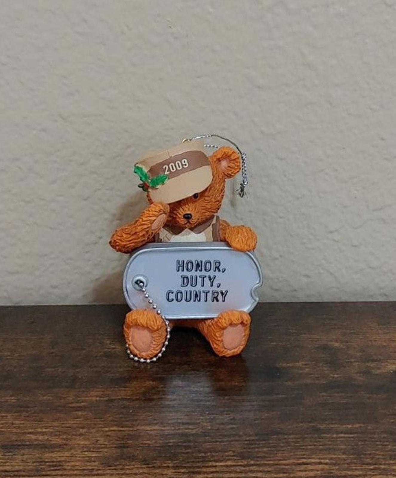 2009 Brown Bear with Dog Tag Honor Duty Country AGC Saluting Ornament