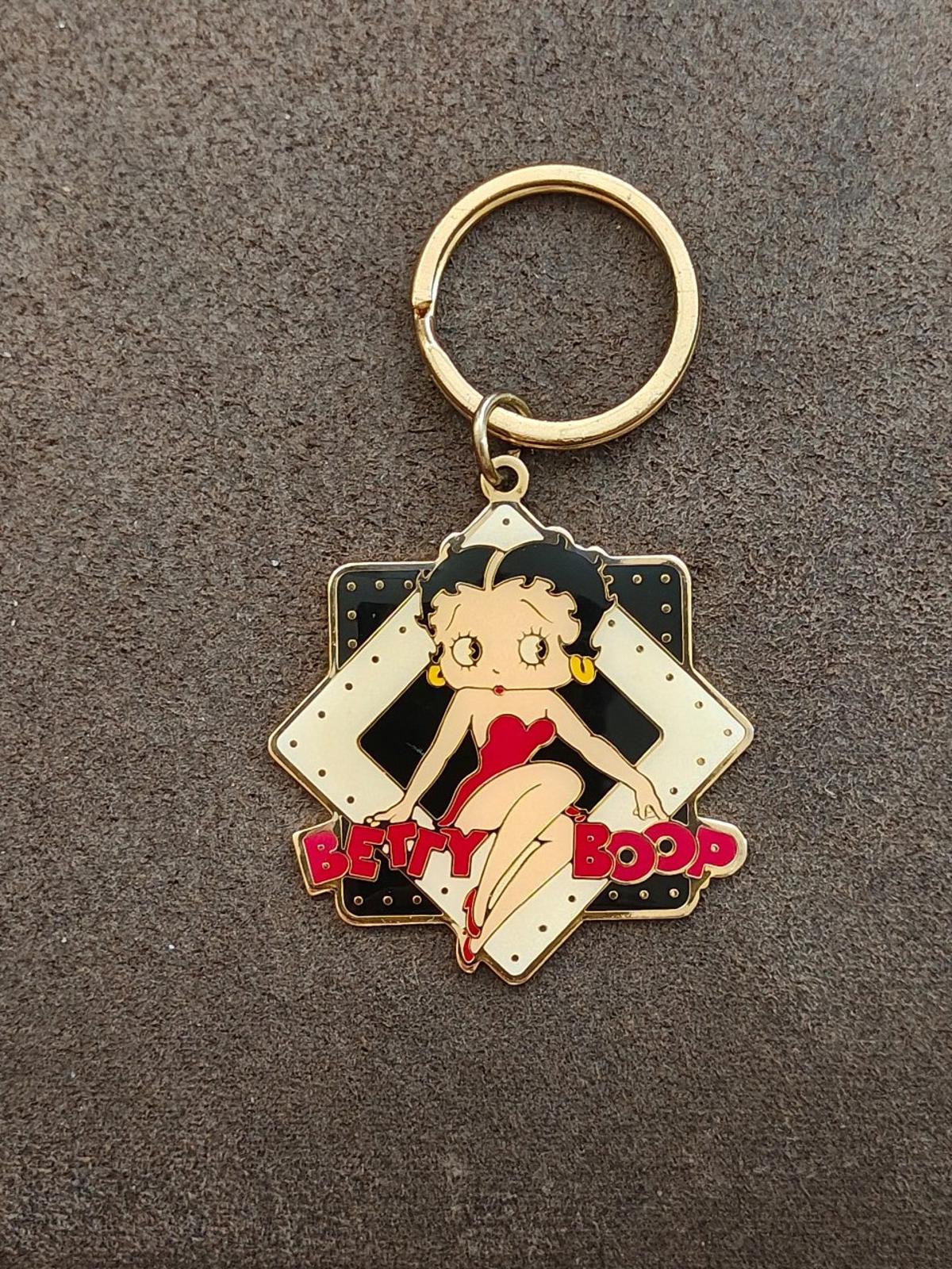 1990s Vintage Betty Boop Gold Tone Enamel Keychain