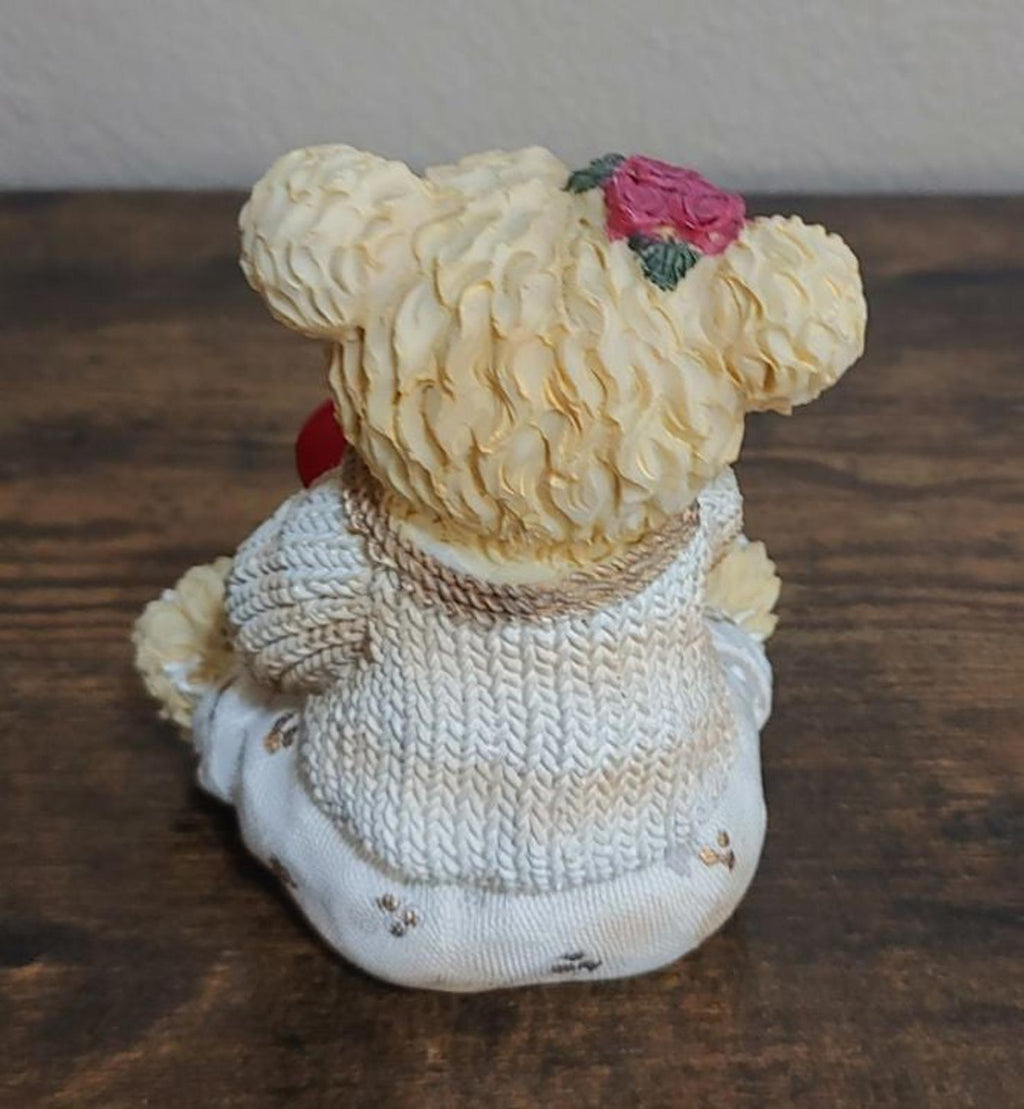 Resin Valentine Teddy Bear Holding Red Love Heart