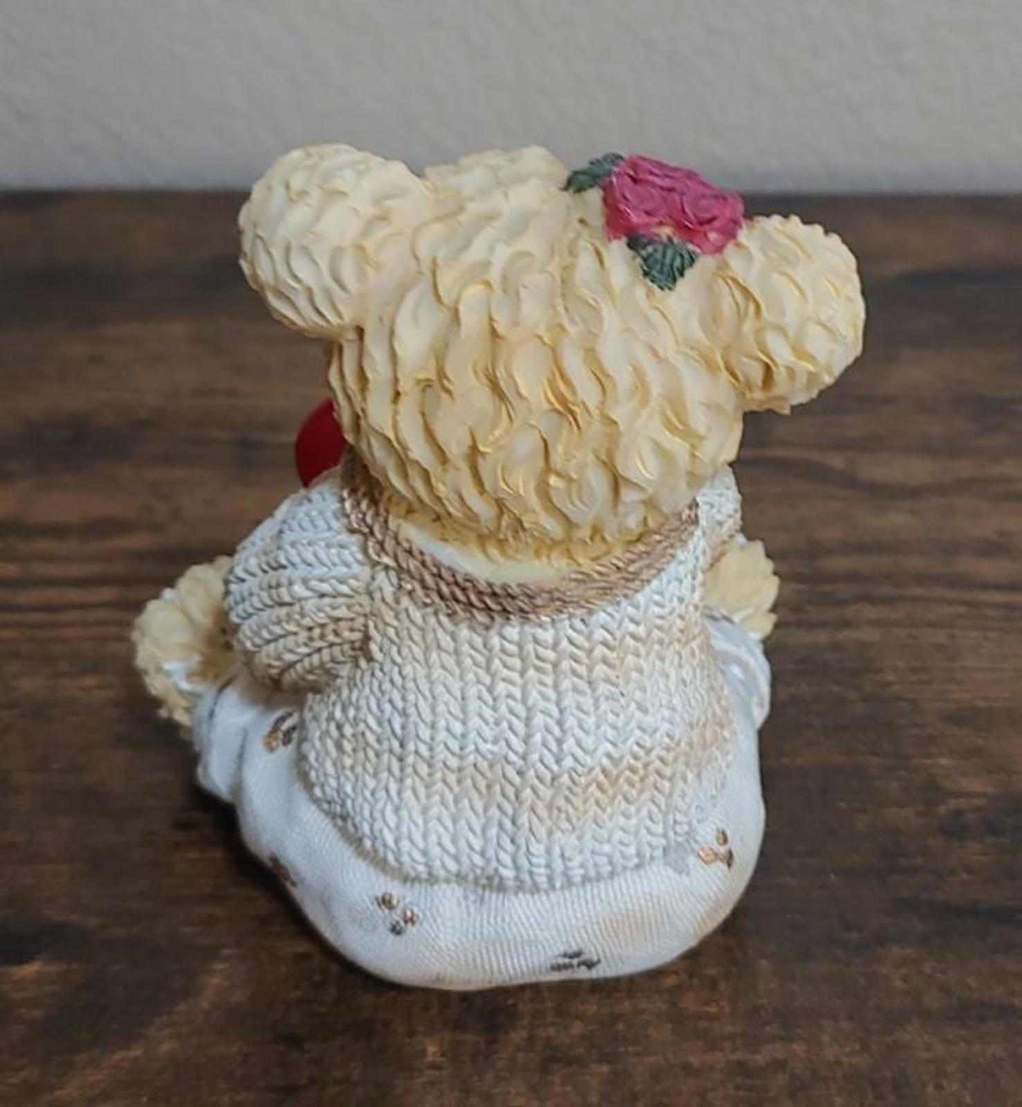 Resin Valentine Teddy Bear Holding Red Love Heart