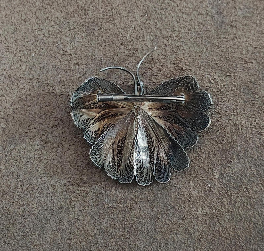 Silver-tone butterfly brooch pin back with horizontal bar and prongs