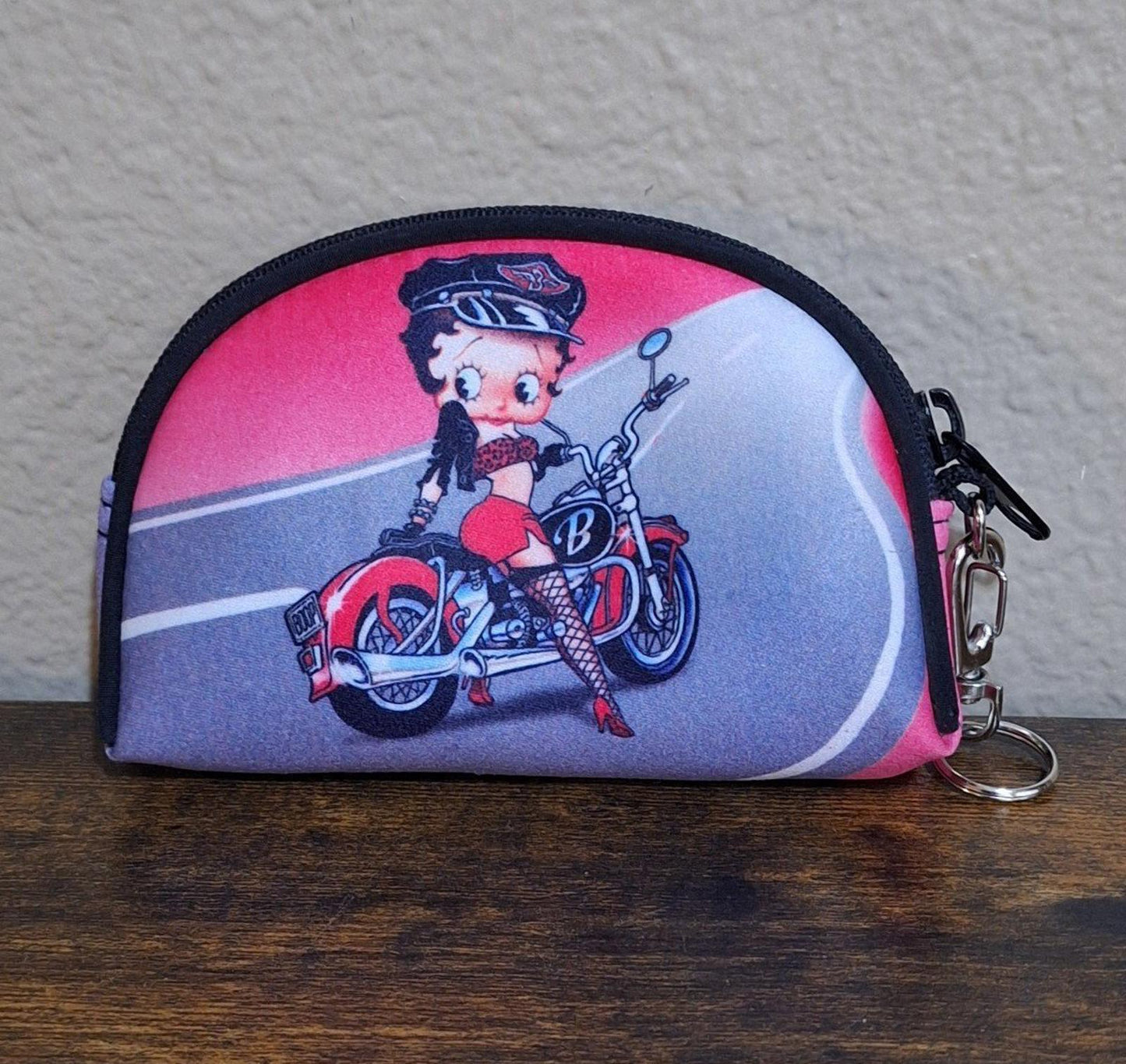 2002 Betty Boop Riding Her Motorcycle Wallet Coin Purse Cosmetic Bag