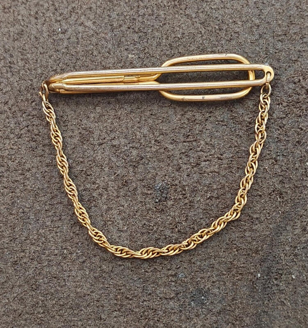 1930s Signed Swank Art Deco Style Gold Tone Tie Bar/Tie Clip