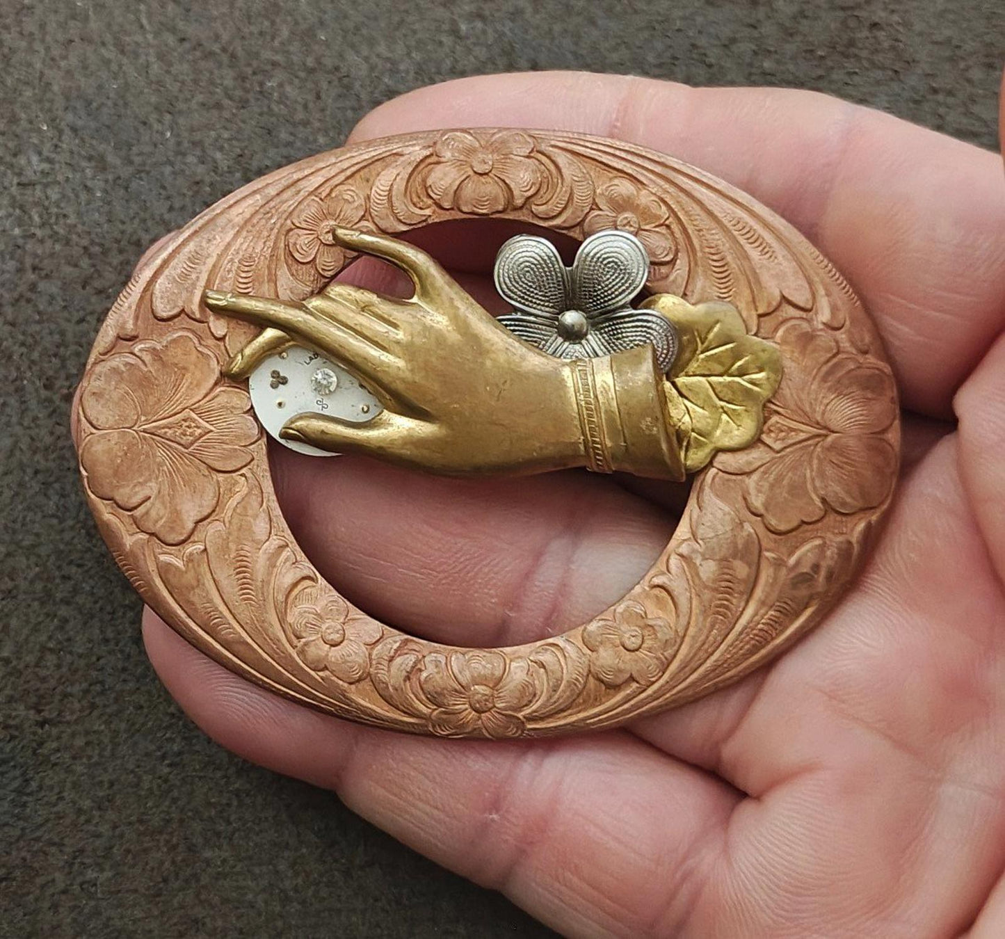 1940s/50s Steampunk Style Tricolor Brooch