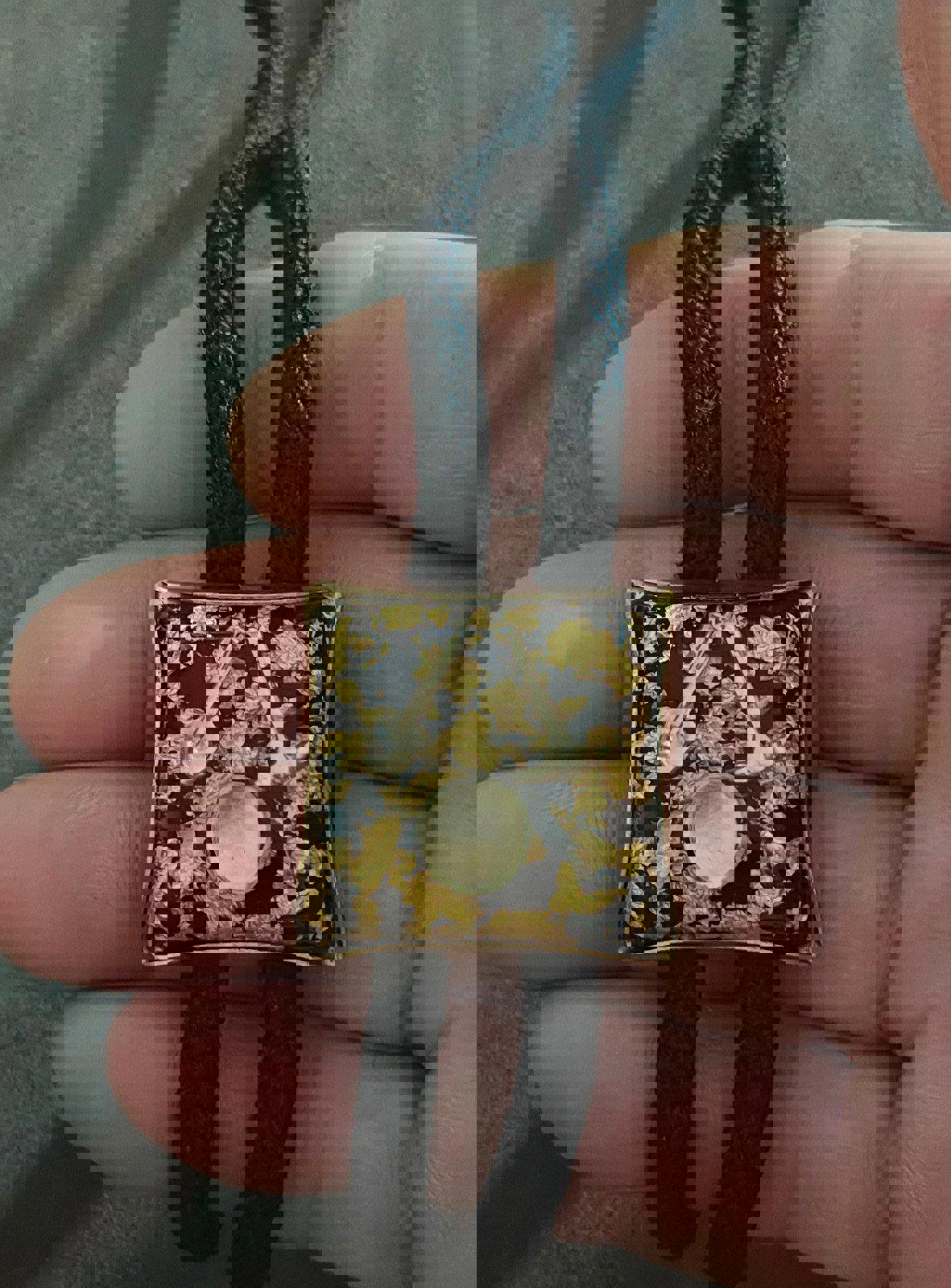 1970's Miners Lucite & Gold Flakes With Gold Pan & Shovel Bolo Tie