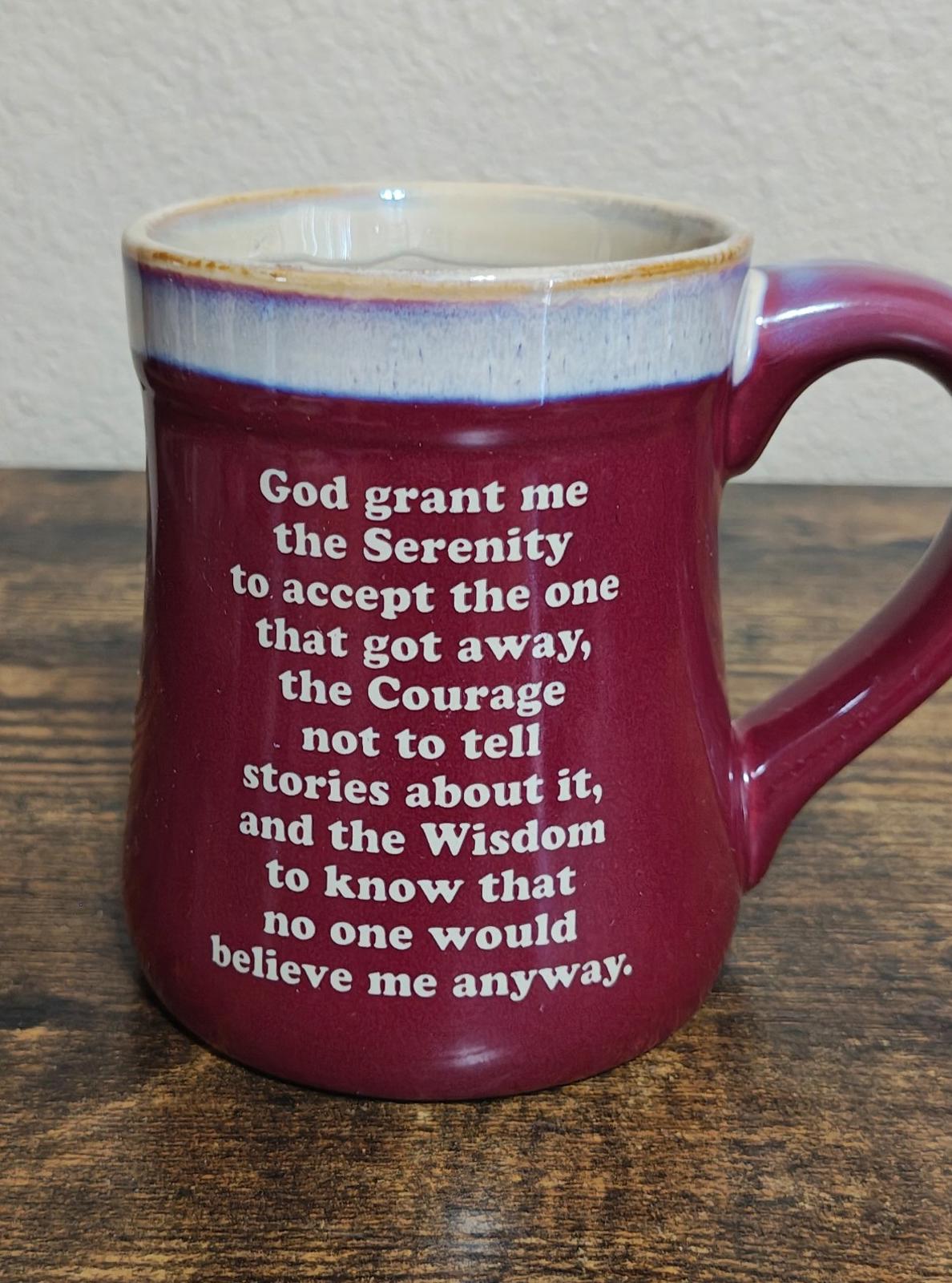 Great Born to Fish Serenity Prayer Porcelain 18 oz Red Mug