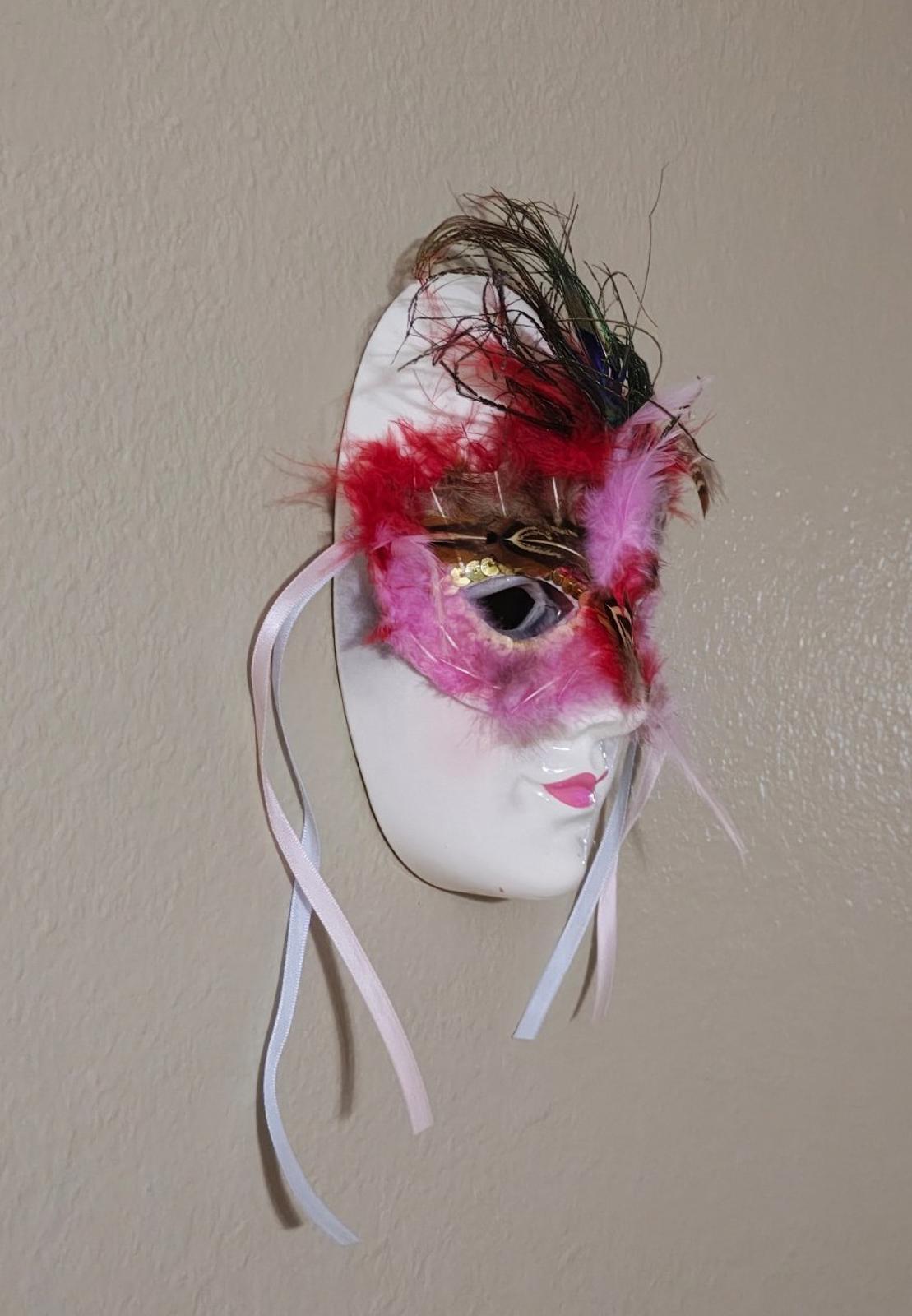 1980's Lis Hand painted Porcelain Masquerade Mardi Gras Mask