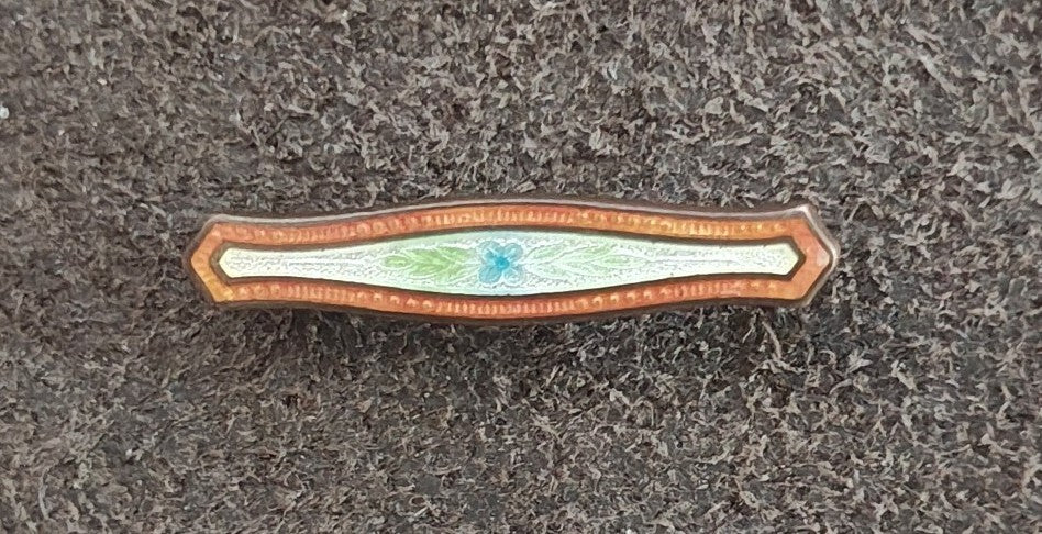 Early 1900s Edwardian Victorian Guilloché Enamel Lingerie Bar Pin/Brooch