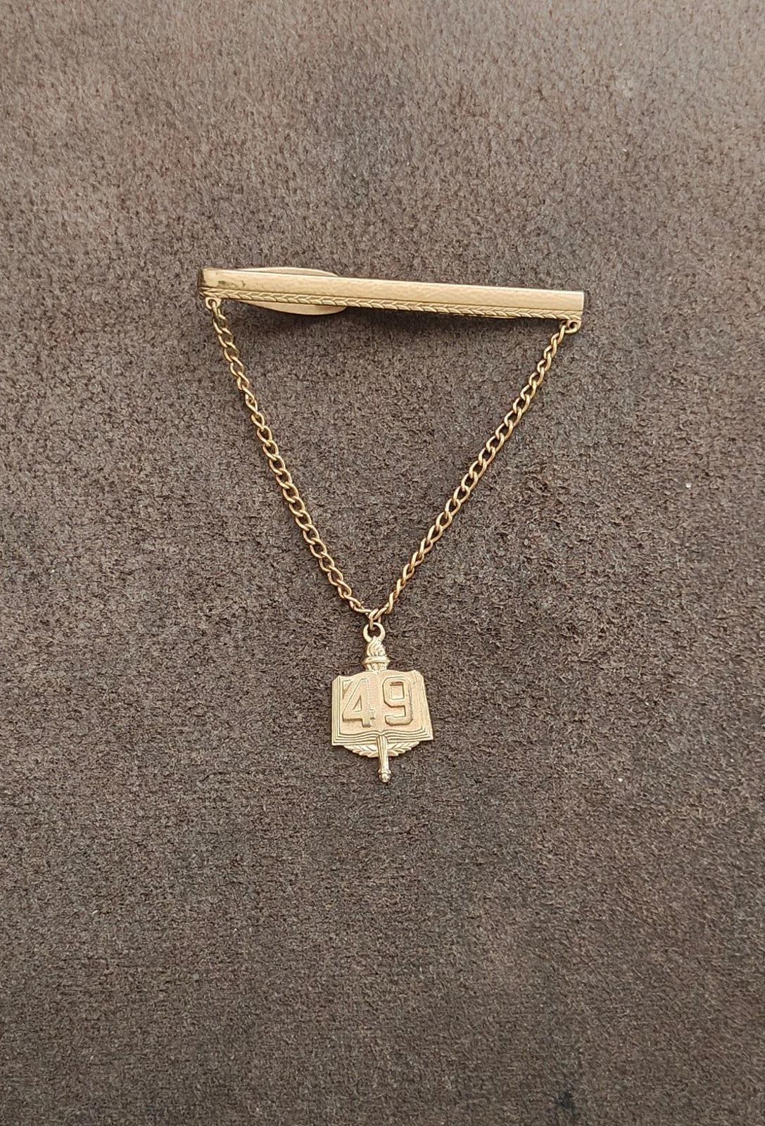 Hickok "Class of 1949" Vintage Gold Tone Tie Bar/Tie Clip Featuring a Book Charm