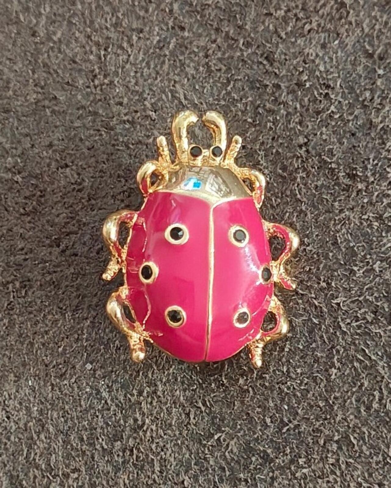 1980s Gold Tone With Red Enamel Ladybug Brooch, a highly collectible
