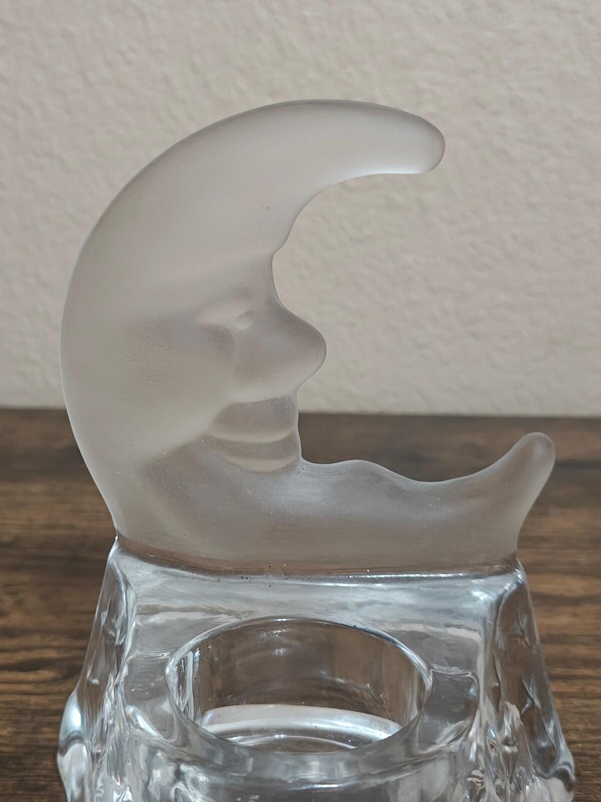 1990s PartyLite Celestial Crescent Moon And Stars Tea Light Candle Holder