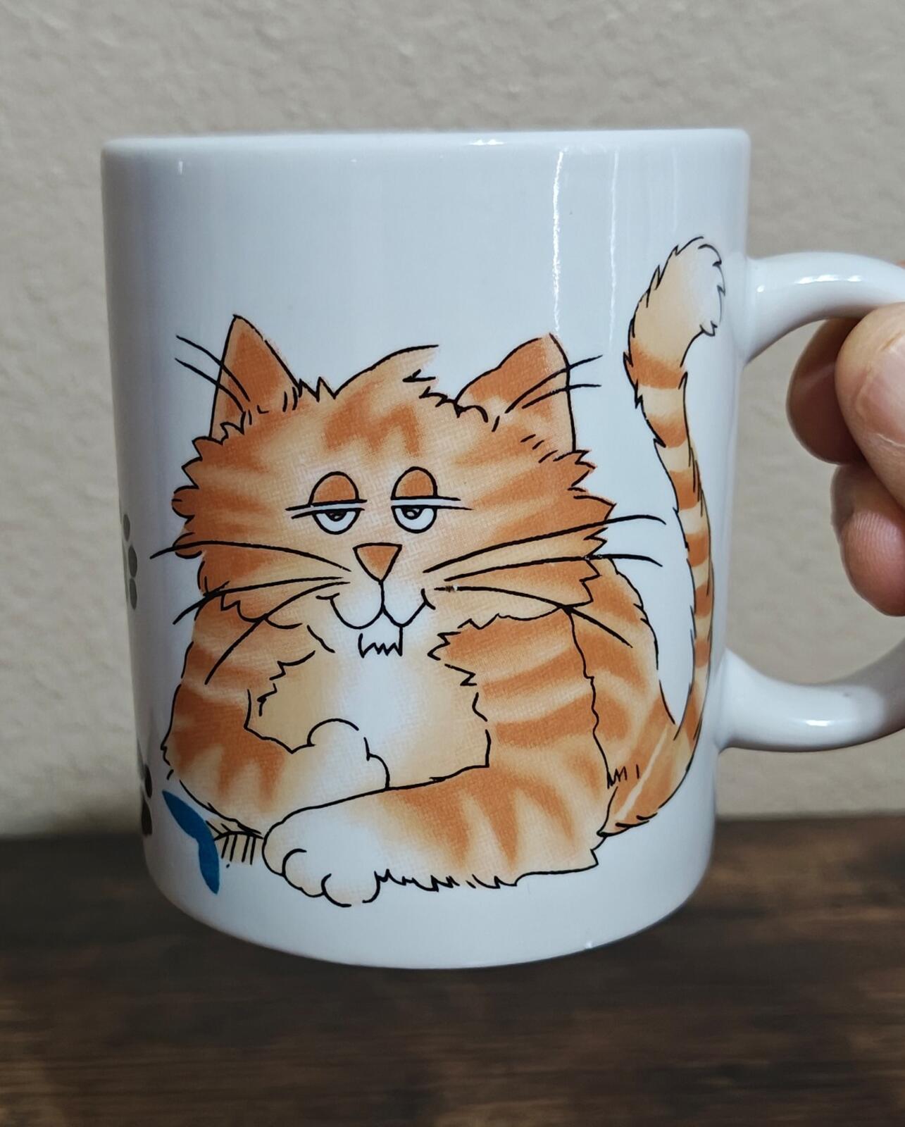 1980s Calico Cat White Mug