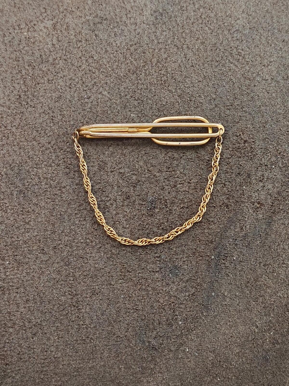 1930s Signed Swank Art Deco Style Gold Tone Tie Bar/Tie Clip
