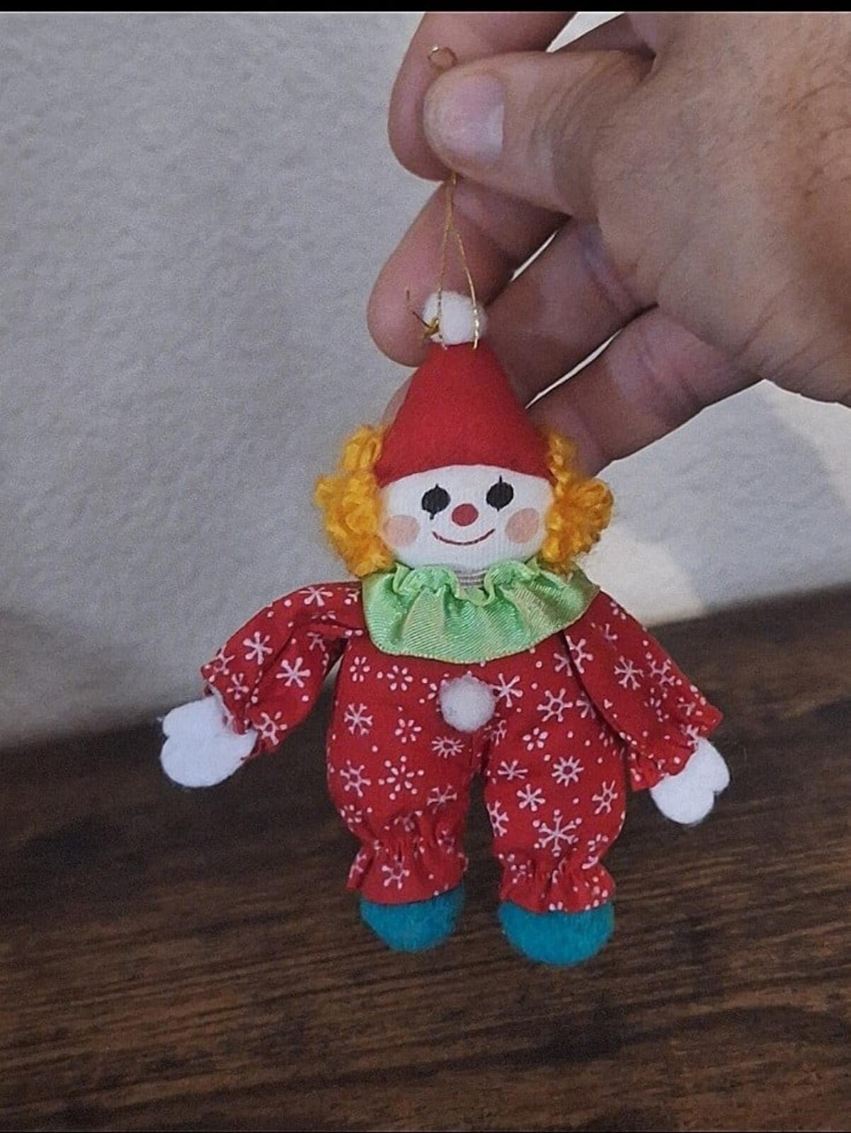 Set Of 1980s Soft Stuffed Circus Clowns/Clowns 4" Ornaments