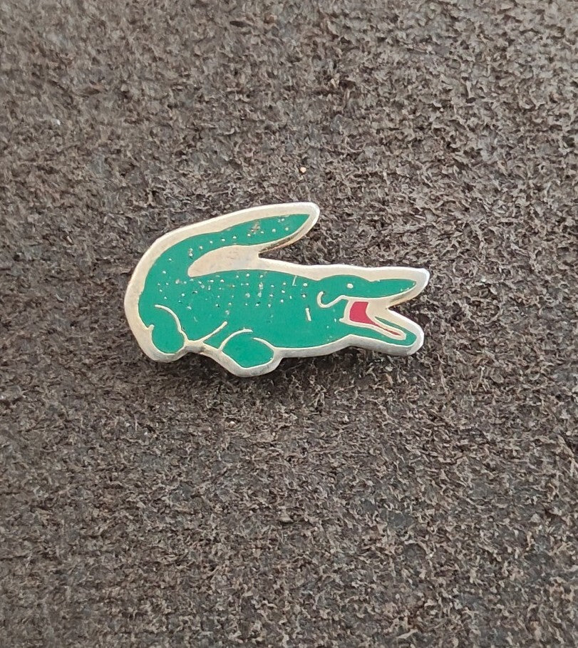 1980s Rare & Hard To Find Lacoste Gold Tone Enamel Crocodile Cloisonné Pin