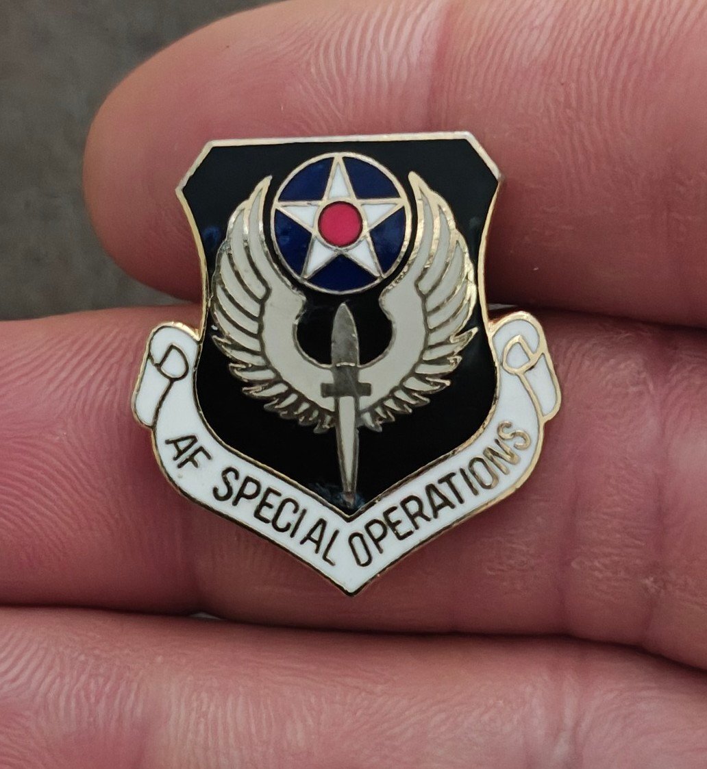 1990s US Air Force Special Operations Gold Tone Enamel Pin