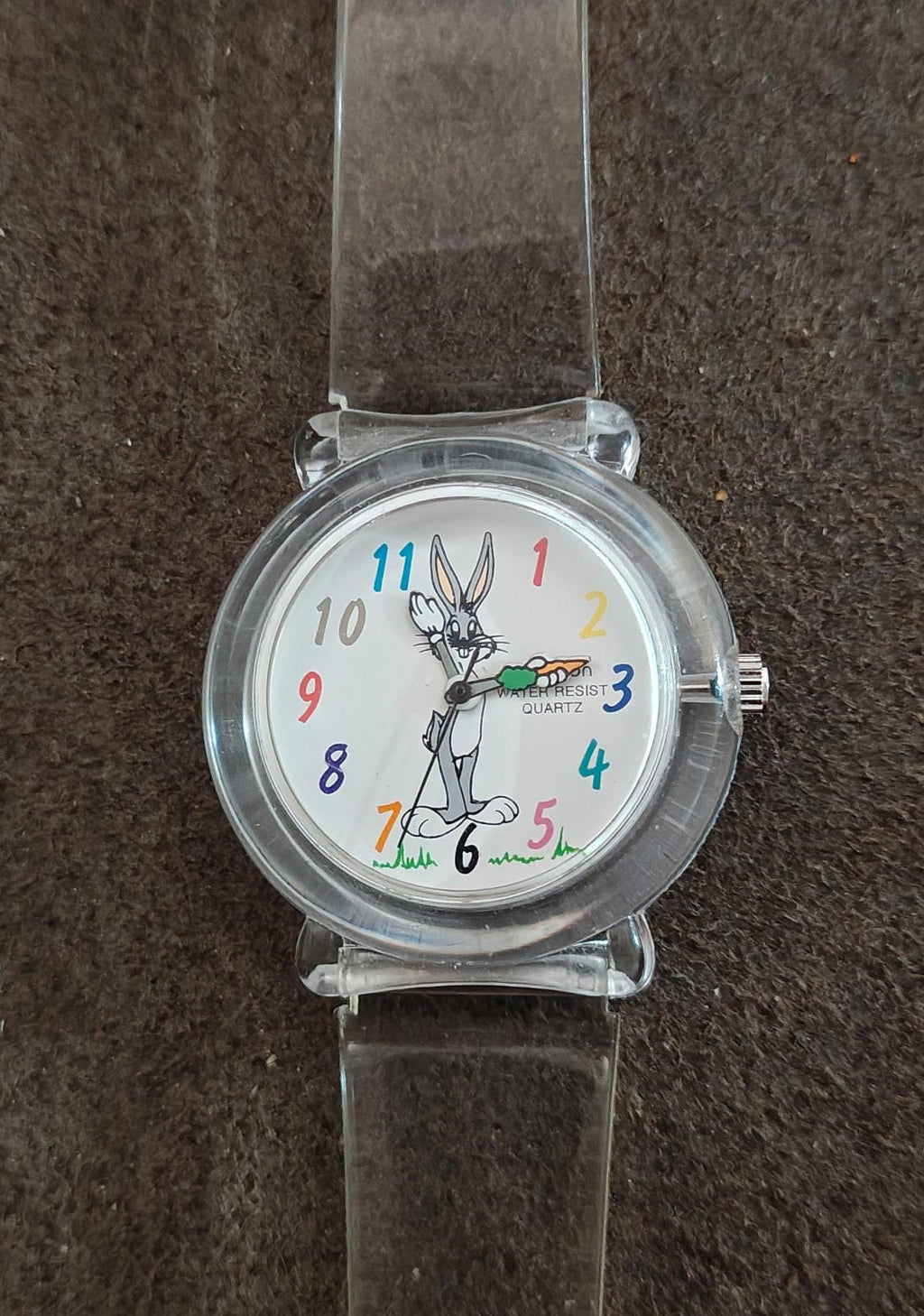 1990s Armitron Bugs Bunny Women's Watch With Clear Plastic Band