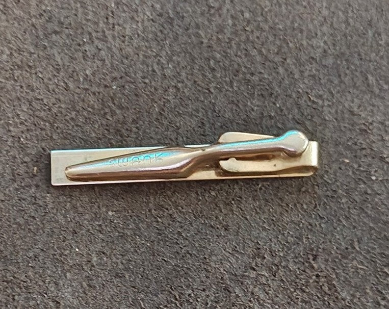 1950s/60s Swank Gold Tone Atomic Starburst Diamond Cut Design Tie Bar/Tie Clip
