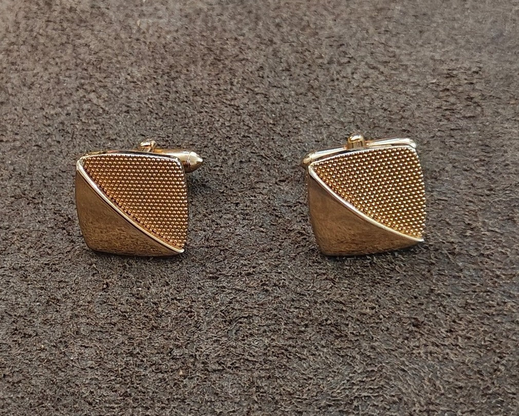 1950s/60s Swank Gold Tone Square Geometric Cufflinks